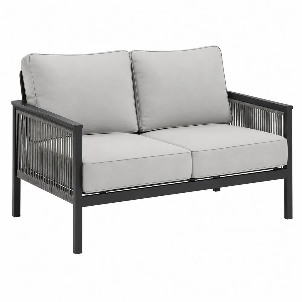 Sofá de 2 plazas de aluminio y cuerda gris