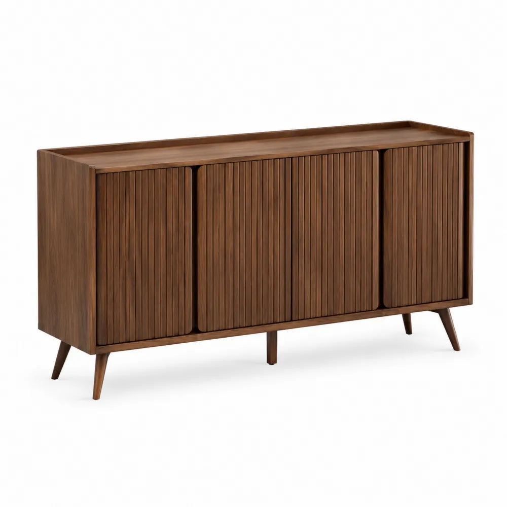 Aparador de madera de nogal marrón 150 cm