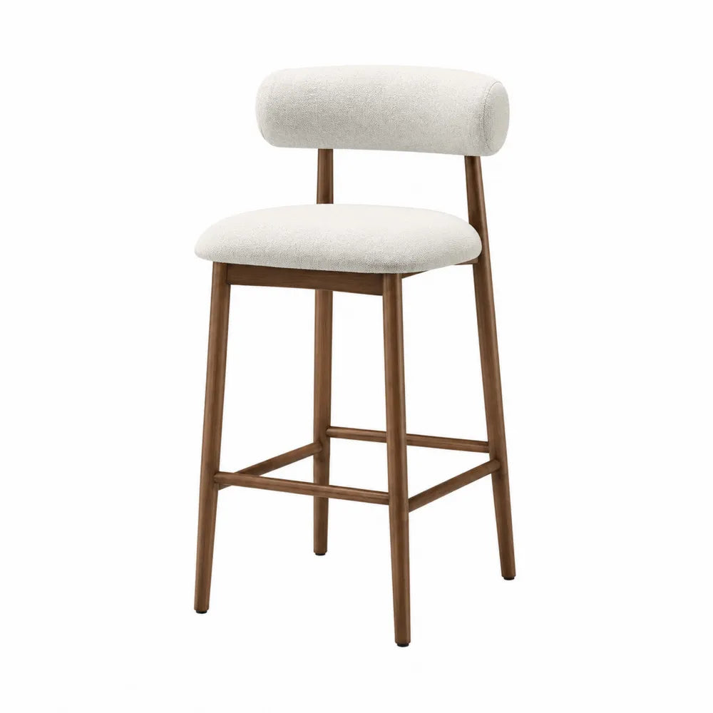 Taburete de madera y poliéster blanco