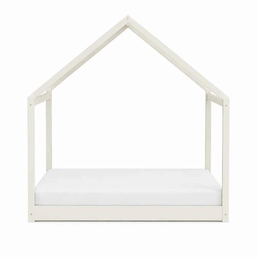 Cama infantil en forma de casa de acero blanco 90x200 cm