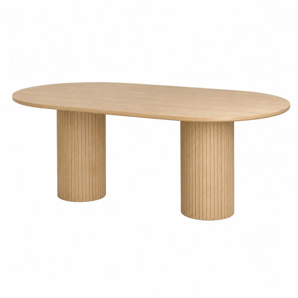 Mesa de comedor ovalada de madera de roble