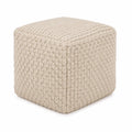 Puf cuadrado de algodón tejido beige 40x40x40 cm
