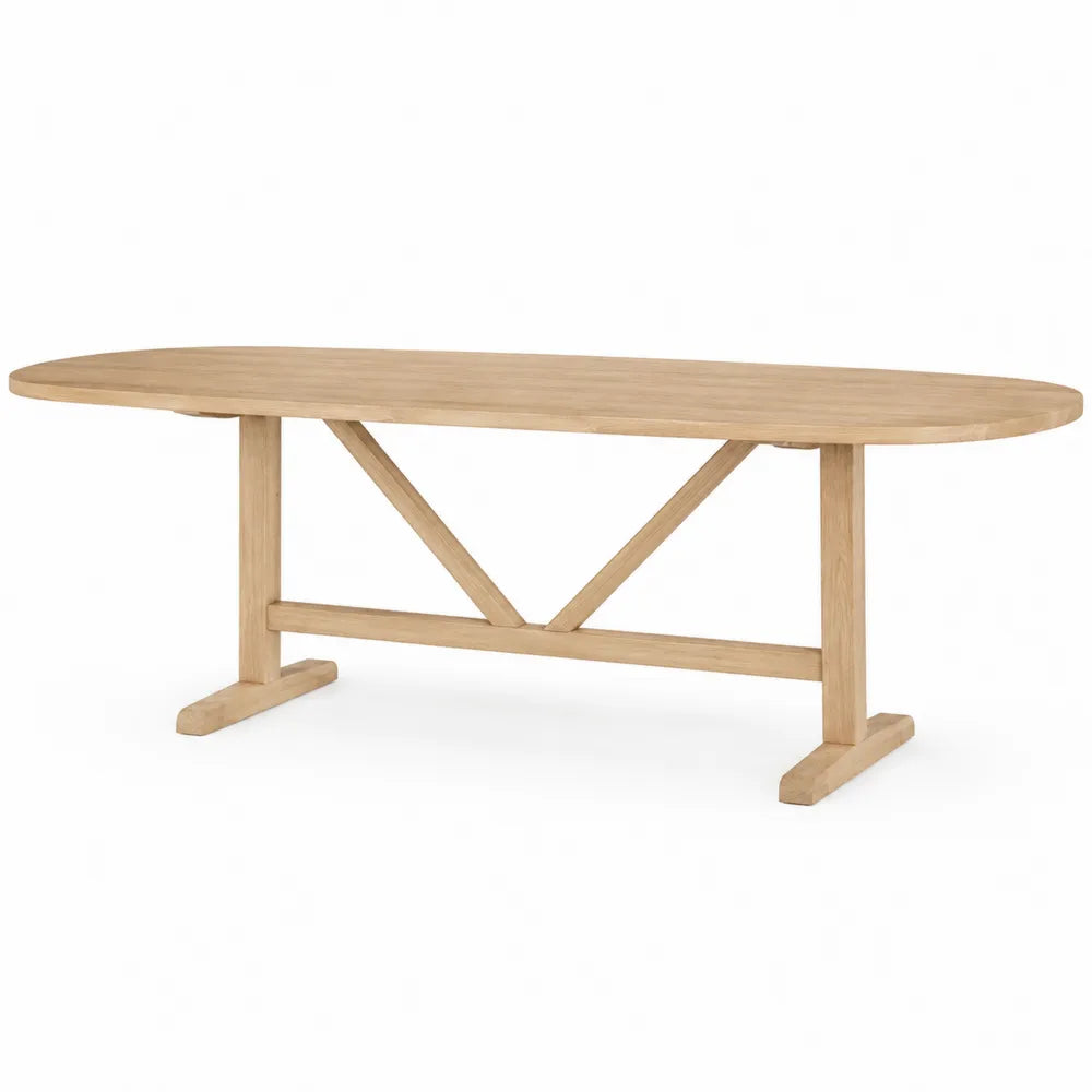 Mesa de comedor ovalada de madera de roble