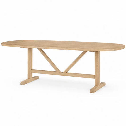 Mesa de comedor ovalada de madera de roble