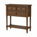 Consola de madera maciza con cajones y estante inferior