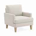 Sillón de Tela Beige con Patas de Roble