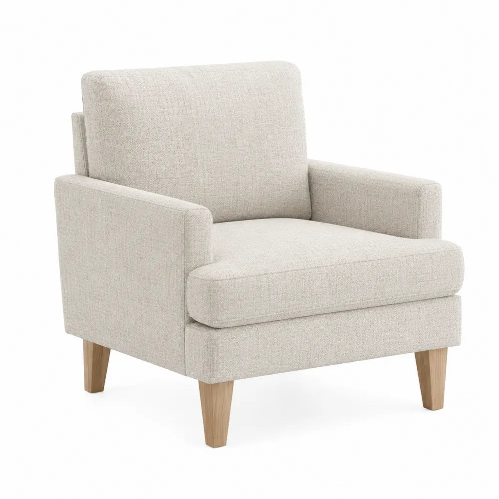Sillón de Tela Beige con Patas de Roble