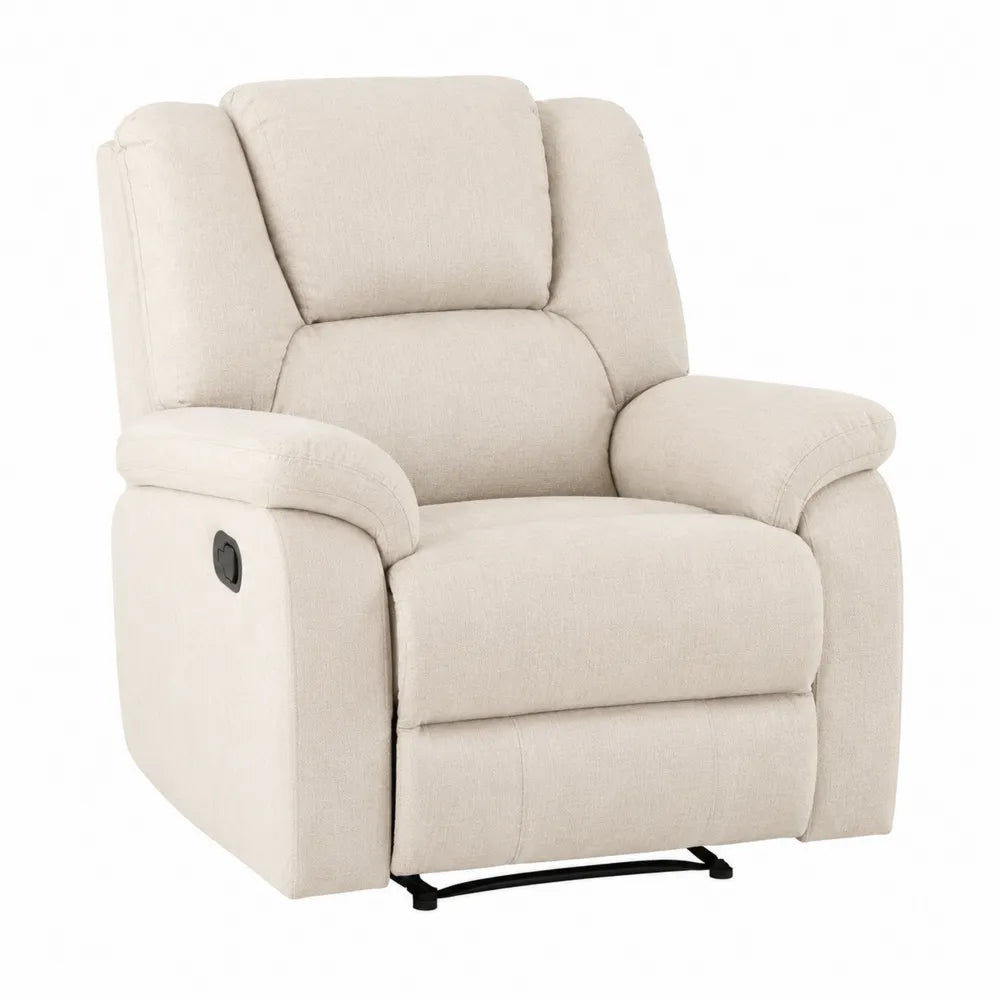 Sillón reclinable de tela poliéster y espuma beige