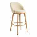 Taburete de Bar con Tapizado de Tela y Patas de Madera
