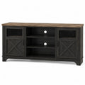Mueble de TV de madera y metal con estanterías 140x40x70 cm