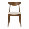 Silla de madera de roble y cojín de lino, nogal y beige, 45x50x80 cm