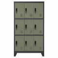 Taquilla metálica de 9 puertas de acero verde oliva 90x40x180 cm