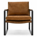Silla de cuero con estructura de metal negro