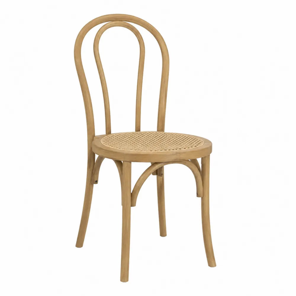 Silla de madera de haya con asiento de ratán