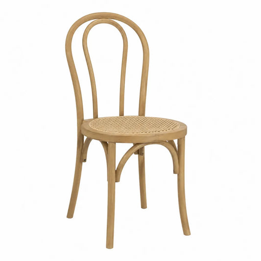 Silla de madera de haya con asiento de ratán
