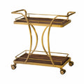 Carrito de metal dorado con estantes de MDF