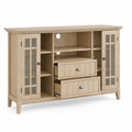 Mueble de TV de madera de roble con puertas de vidrio 150x40x85 cm