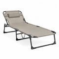 Tumbona de acero ajustable color beige 190x58x27 cm