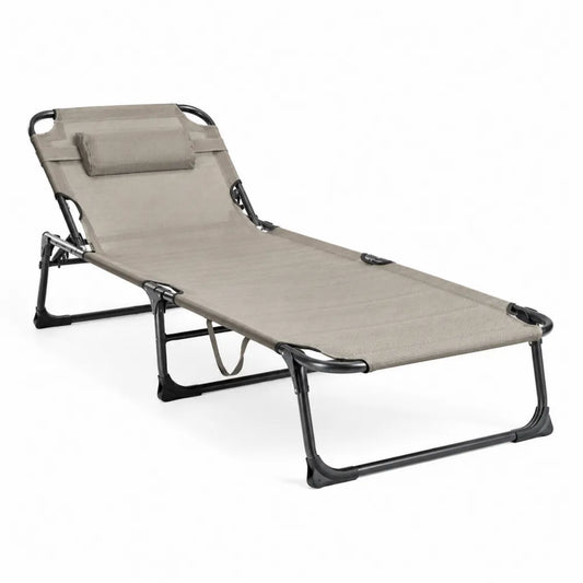 Tumbona de acero ajustable color beige 190x58x27 cm