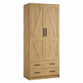 Armario de madera con dos puertas y dos cajones de roble