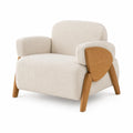 Sillón de Tela Beige con Patas de Madera