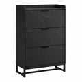 Zapatero de 3 cajones negro 105x75x24 cm madera contrachapada y metal