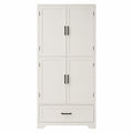 Armario alto de madera con 4 puertas y 1 cajón en blanco