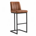 Taburete de bar de cuero sintético marrón y metal negro 105 cm