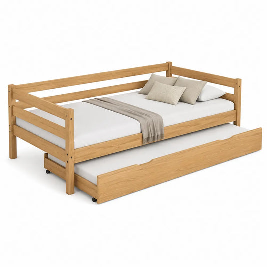 Cama nido de madera de pino con somier de 200x90 cm