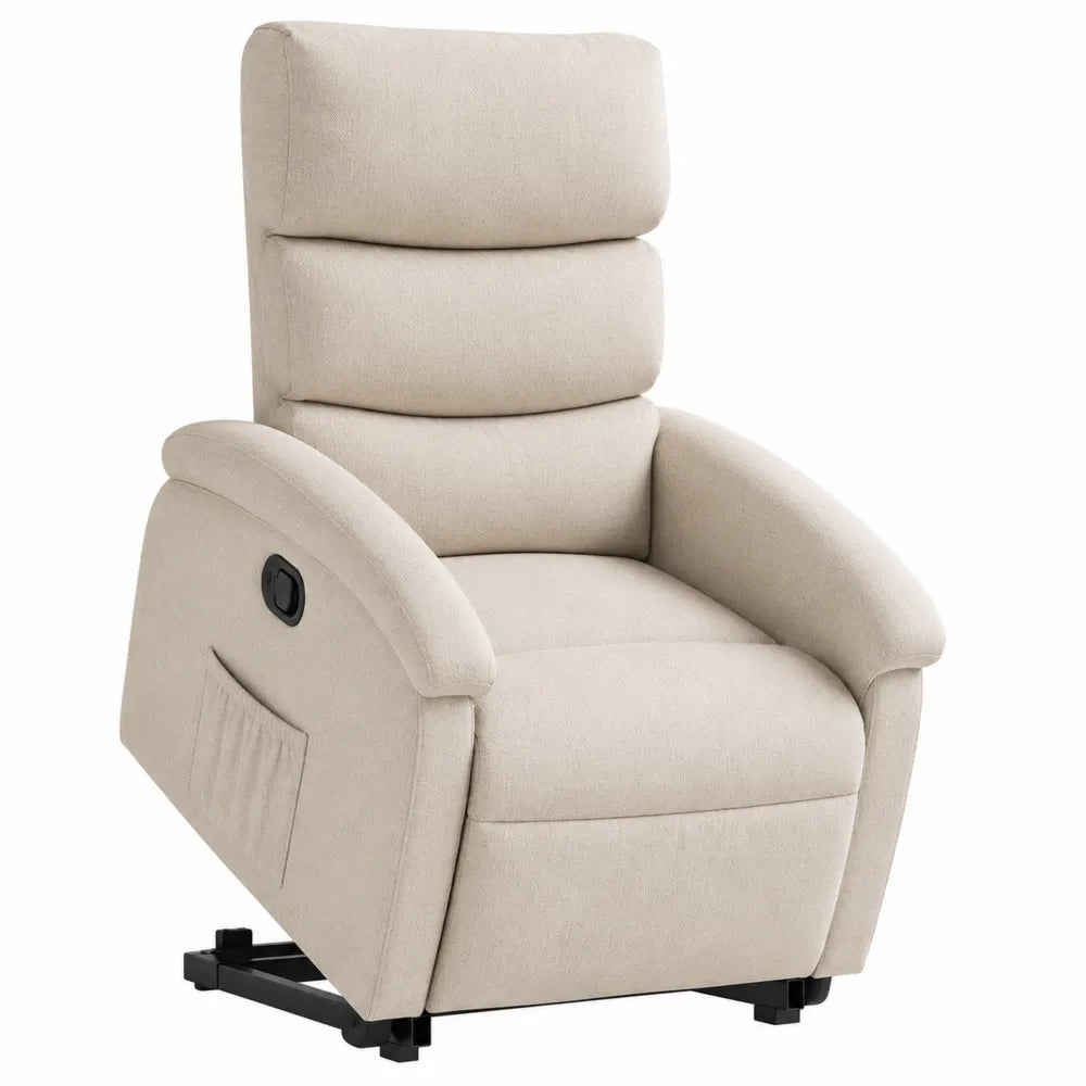 Sillón reclinable elevador de tela beige