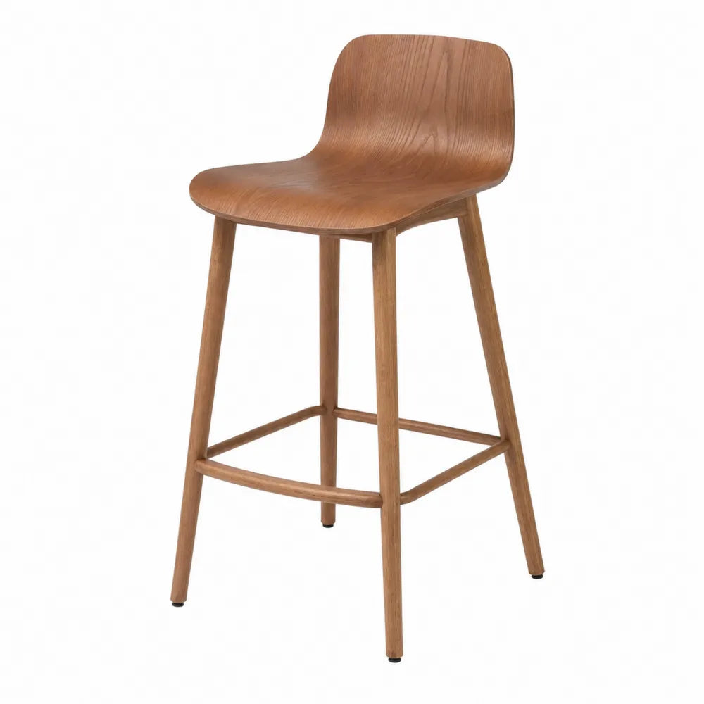 Taburete de Madera de Roble con Respaldo Curvo