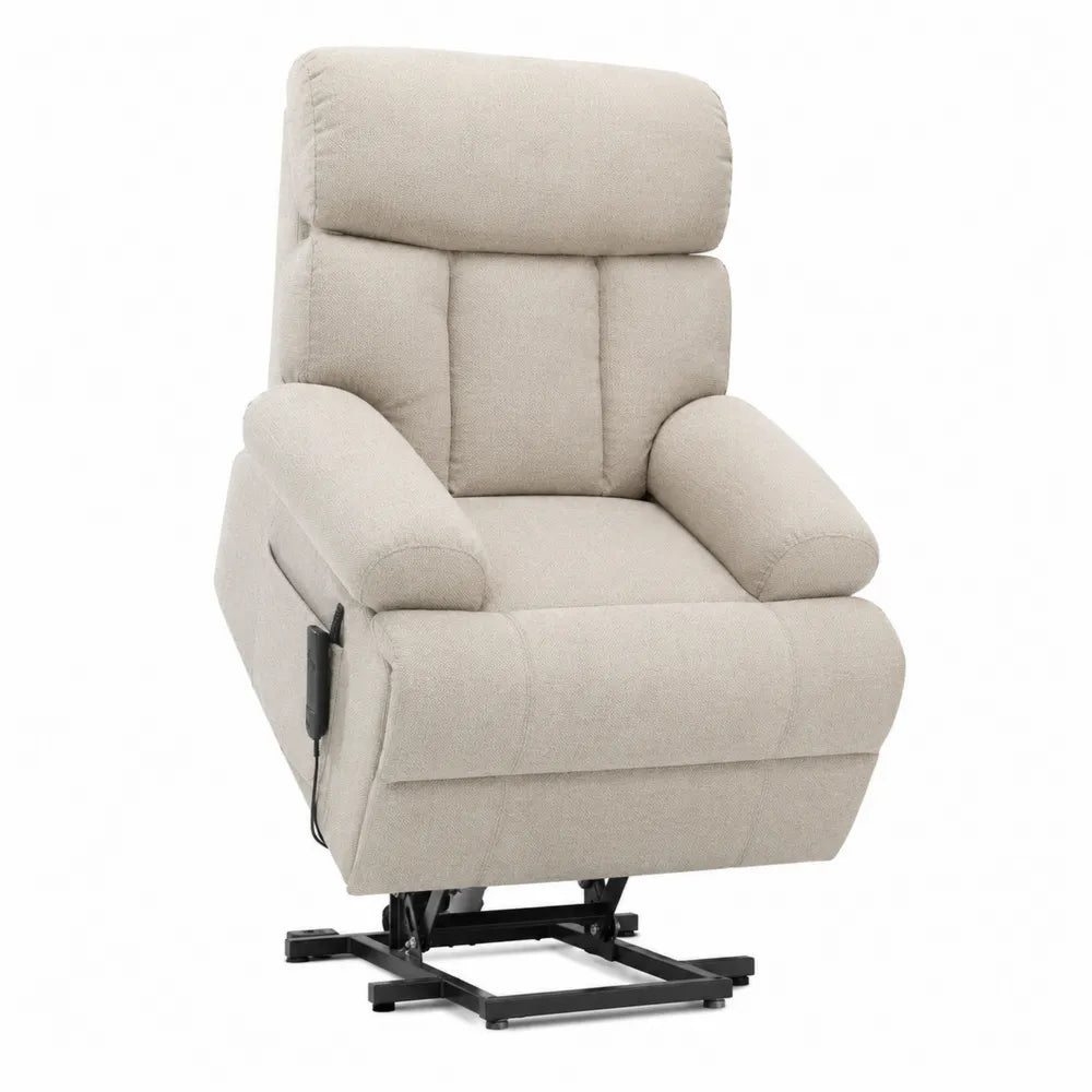 Sillón reclinable elevador de poliéster beige
