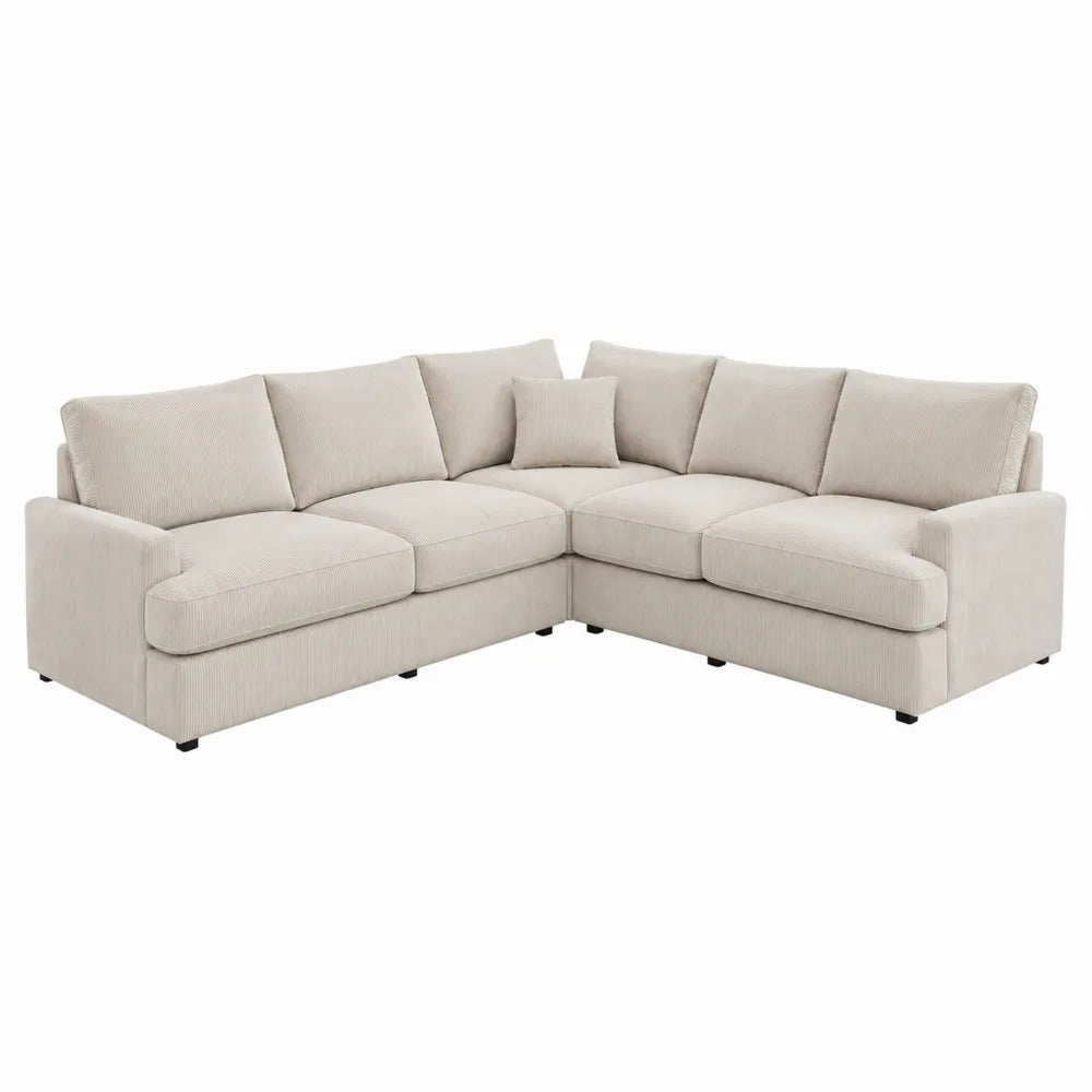 Sofá de Esquina de Pana Beige con Cojines 270x270x90cm