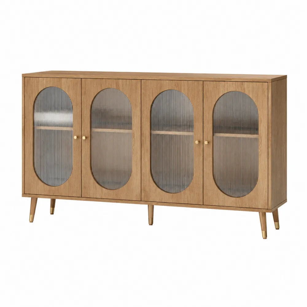 Aparador de Madera con Puertas de Vidrio Estriado