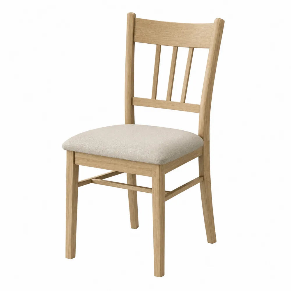 Silla de comedor de madera con asiento de poliéster beige