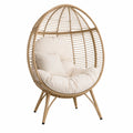 Silla de ratán sintético con cojín y estructura de acero, altura 150 cm