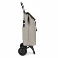 Carrito de compras plegable con estructura de aluminio y bolsa de tela gris