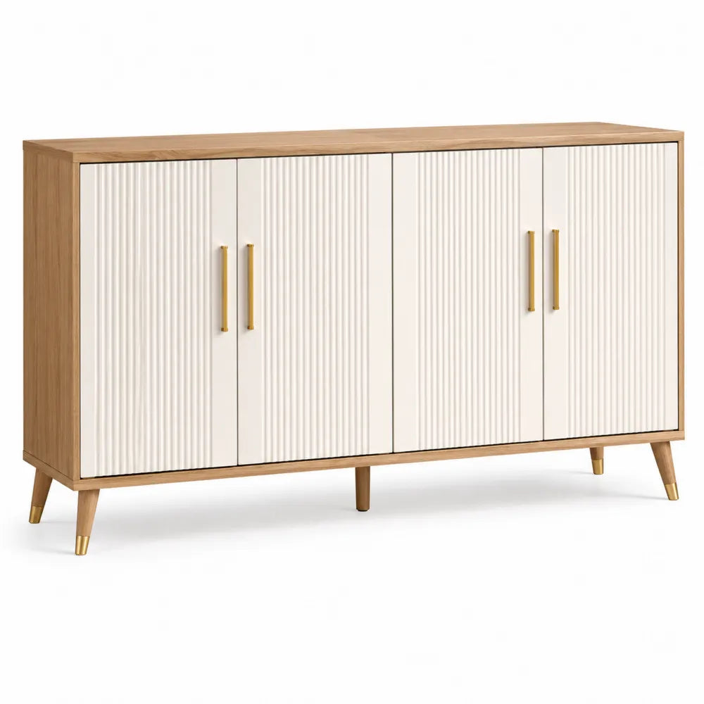 Aparador de madera y MDF con puertas blancas 120x40x80 cm