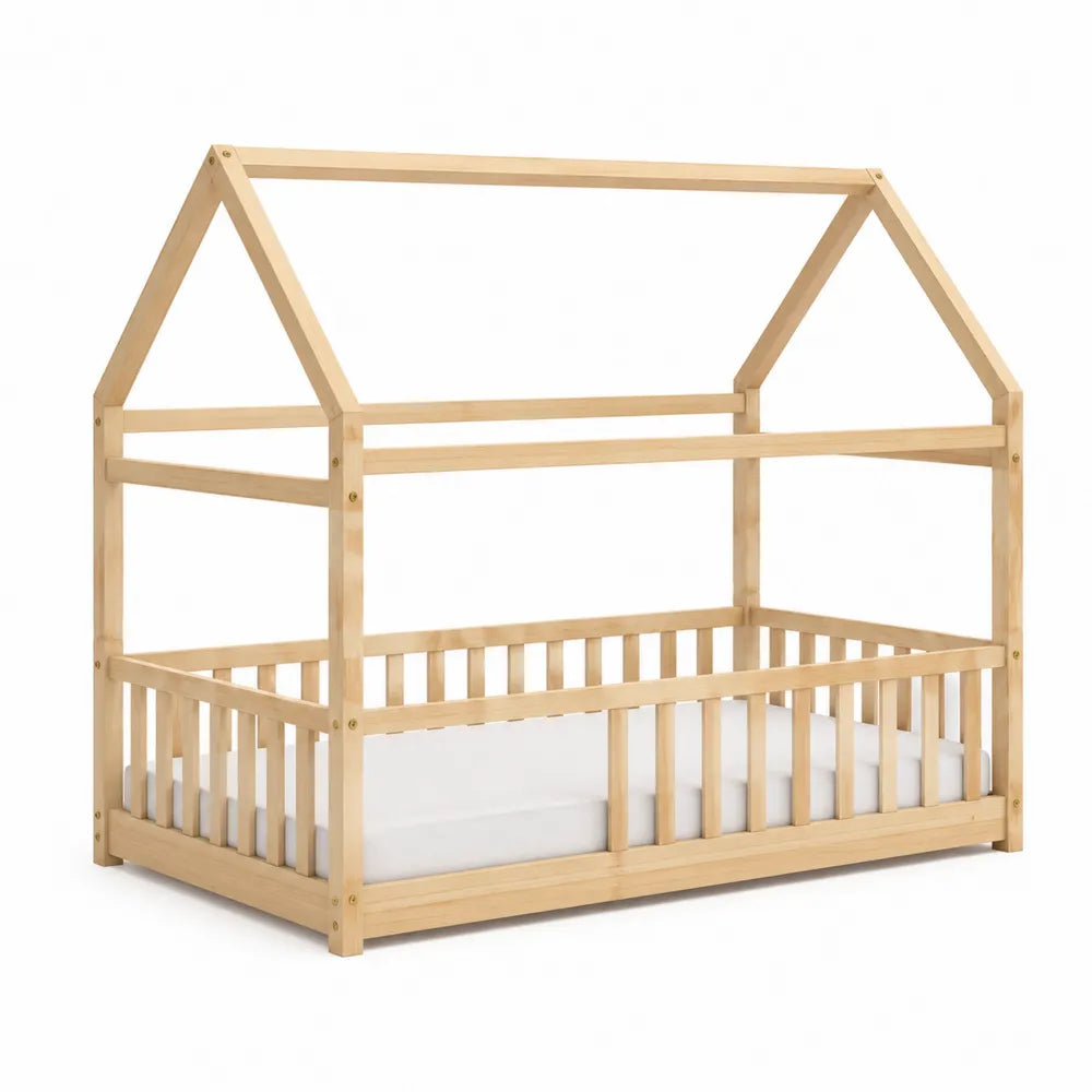 Cama infantil de madera de pino en forma de casa 200x90 cm