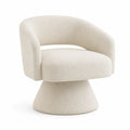Silla giratoria de salón en tejido bouclé beige