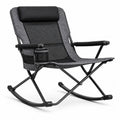 Silla mecedora plegable de acero y tejido gris/negro