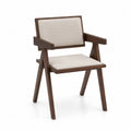 Silla de madera de nogal con tapizado de lino beige
