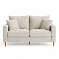 Sofá de dos plazas beige algodón poliéster patas madera 150 cm