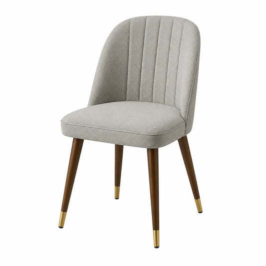 Silla de Comedor de Tela Gris Claro con Patas de Madera de Nogal
