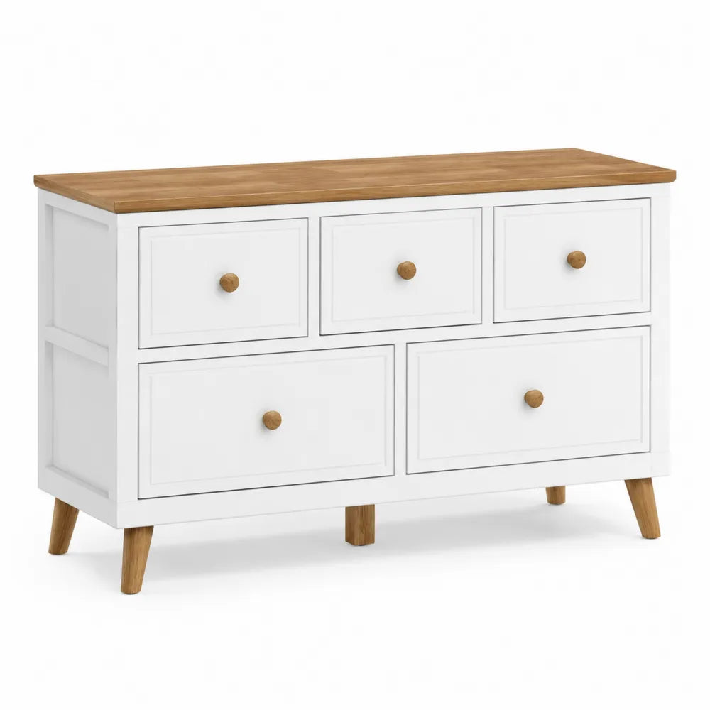 Cajonera de Madera MDF y Pino Blanco con 5 Cajones