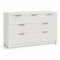 Cajonera de Madera MDF Blanco con Tiradores Dorados 140x45x80 cm