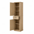 Armario alto de madera de roble con 2 puertas y cajón, 190 cm de altura