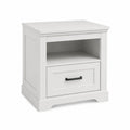 Mesita de noche de MDF blanca con cajón y estante 60 cm