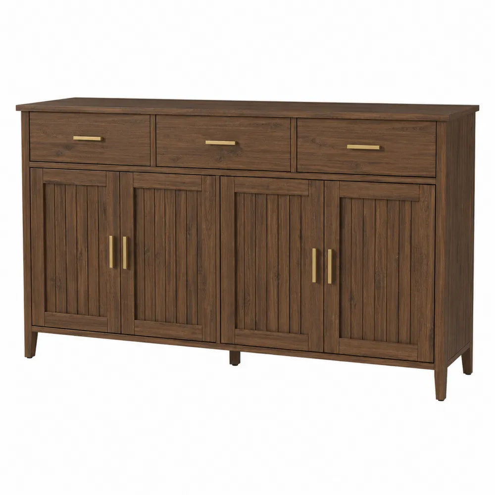 Aparador de Madera de Pino con Tiradores de Metal 150x40x85cm