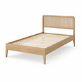 Cama individual de madera de haya con cabecera de listones 200x90 cm